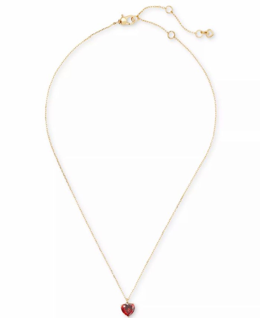 Best * Kate Spade New York Gold-Tone Birthstone Heart Pendant Necklace, 16 + 3 Extender