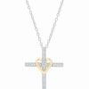 Best * Macy'S Diamond Cross & Heart 18 Pendant Necklace (1/6 Ct. T.W.) In Sterling Silver & 14K Gold-Plate Two Tone