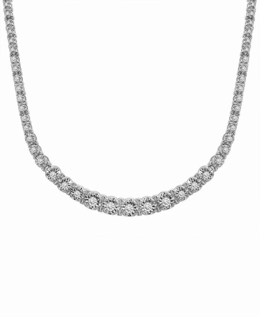 Hot * Wrapped In Love Diamond Graduated 17 Collar Necklace (1 Ct. T.W.) In Sterling Silver, Created For Macy'S Sterling Silver