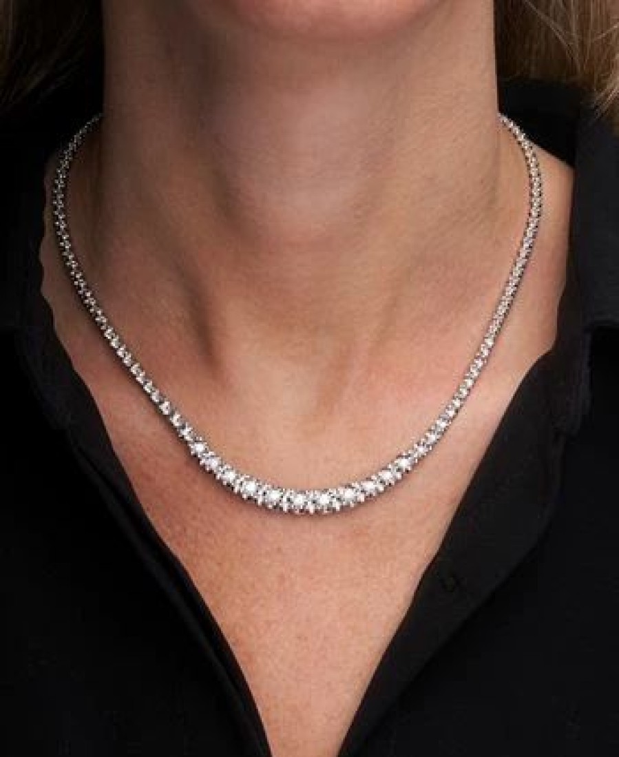 Hot * Wrapped In Love Diamond Graduated 17 Collar Necklace (1 Ct. T.W.) In Sterling Silver, Created For Macy'S Sterling Silver