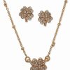 Hot * Anne Klein Gold-Tone Pave Four-Leaf Clover Pendant Necklace & Stud Earrings Set Gold