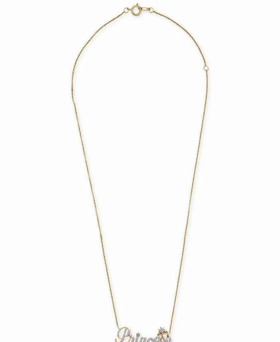 Clearance * Wrapped Diamond Princess 18 Pendant Necklace (1/6 Ct. T.W.) In 14K Gold, Created For Macy'S Yellow Gold