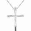 New * Macy'S Diamond Cross 18 Cross Pendant Necklace (1/10 Ct. T.W.) In Sterling Silver Sterling Silver