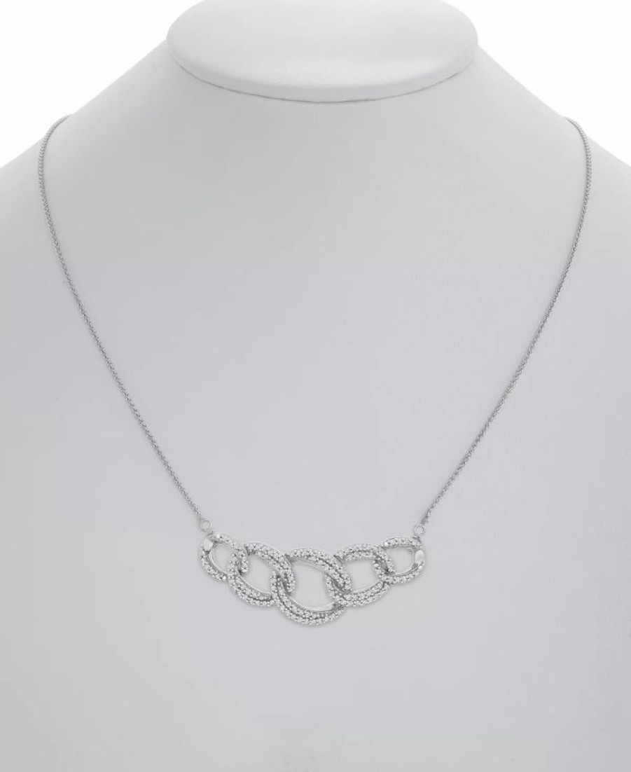 Best * Macy'S Diamond Interlocking Link Statement Necklace (1/2 Ct. T.W.) In Sterling Silver, 18 + 1 Extender Sterling Silver