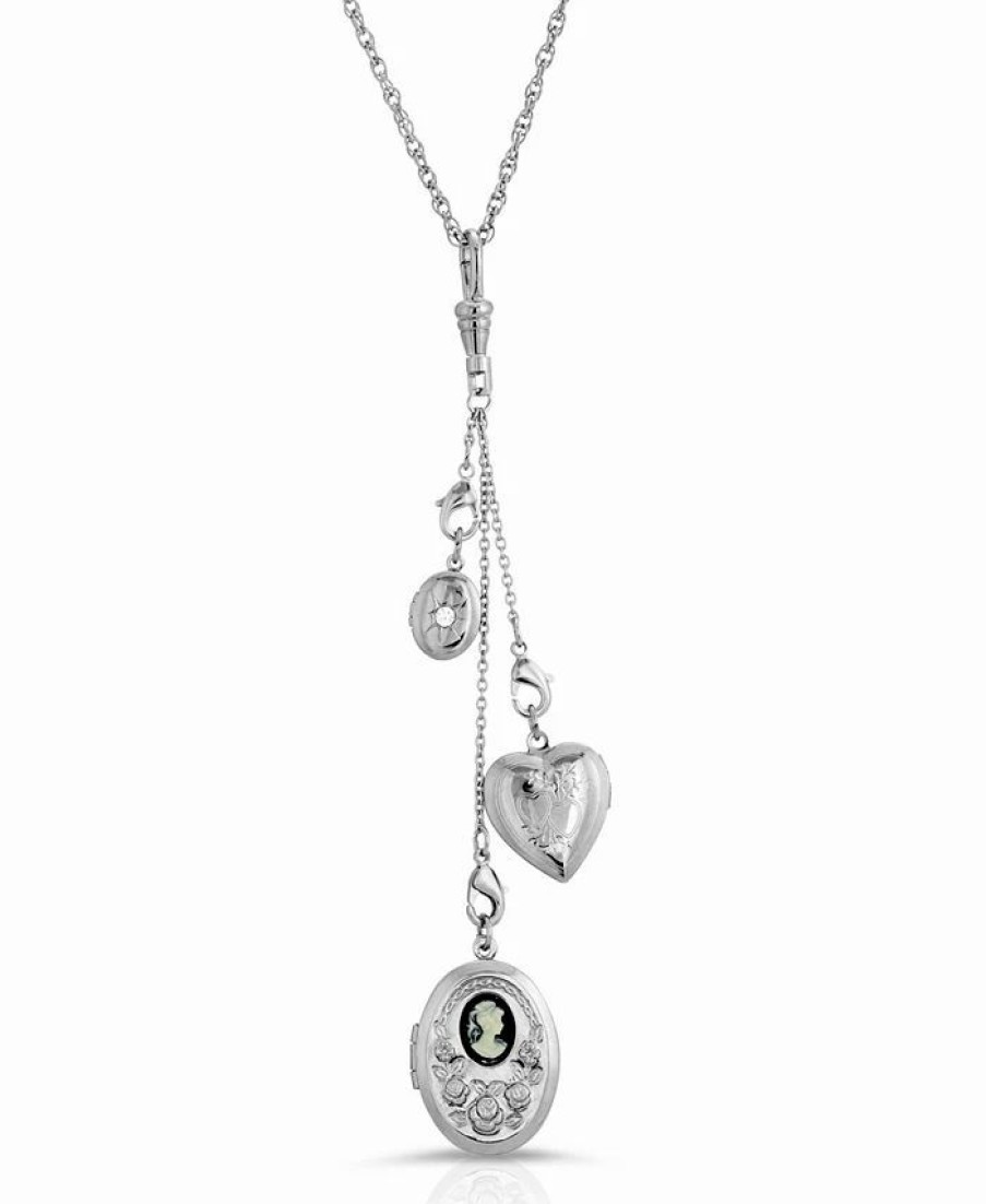 Clearance * 2028 Charm Heart Locket Necklace Silver-Tone