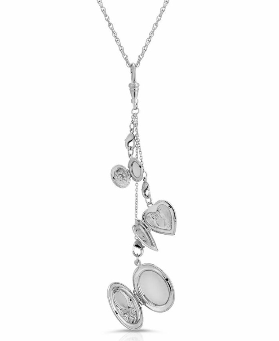 Clearance * 2028 Charm Heart Locket Necklace Silver-Tone