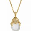 Wholesale * 2028 14K Gold Plated Clear Glass Egg Pendant Necklace White