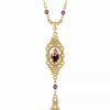 Clearance * 2028 Floral Drop Pendant Necklace Purple