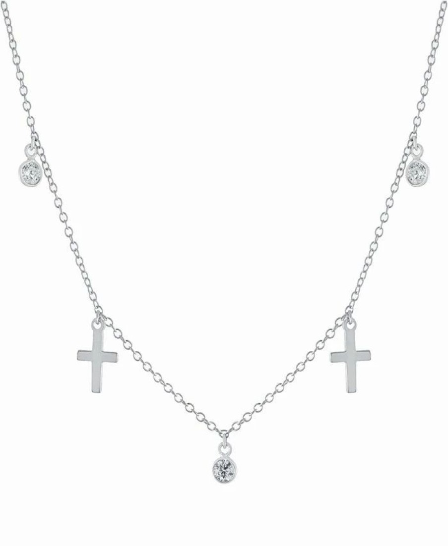 Best * Giani Bernini Cubic Zirconia And Cross Dangle 16 + 2 Necklace In Sterling Silver Silver