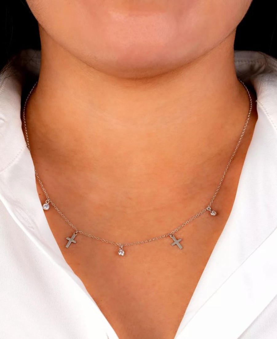 Best * Giani Bernini Cubic Zirconia And Cross Dangle 16 + 2 Necklace In Sterling Silver Silver