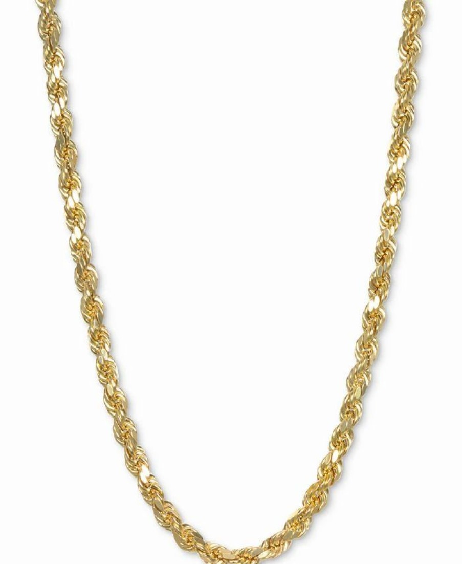 Best * Italian Gold 24 Rope Chain Necklace In 14K Gold Yellow Gold