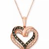 New * Le Vian Nude Diamond (1/6 Ct. T.W.) & Chocolate Diamond (1/8 Ct. T.W.) Heart 18 Pendant Necklace In 14K Rose Gold Rose Gold