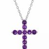 Clearance * Macy'S Amethyst Cross 18 Pendant Necklace (8 Ct. T.W.) In Sterling Silver Amethyst