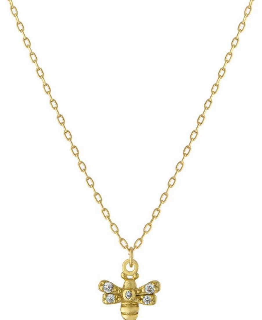 Clearance * Giani Bernini Cubic Zirconia Bee Pendant Necklace In Gold-Plated Sterling Silver, 16 + 2 Extender, Created For Macy'S Yellow