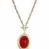 Best * 2028 Gold-Tone Red Stone And Crystal Oval Locket Necklace Red