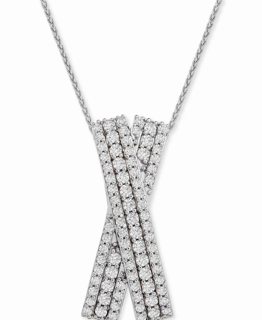 Online * Wrapped In Love Diamond Multi-Row Crossover 20 Pendant Necklace (1 Ct. T.W.) In Sterling Silver, Created For Macy'S Sterling Silver