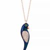 Best * Effy Collection Diamond (1/4 Ct. T.W.), Tsavorite Accent & Blue Enamel Parrot 18 Pendant Necklace In 14K Rose Gold Rose Gold