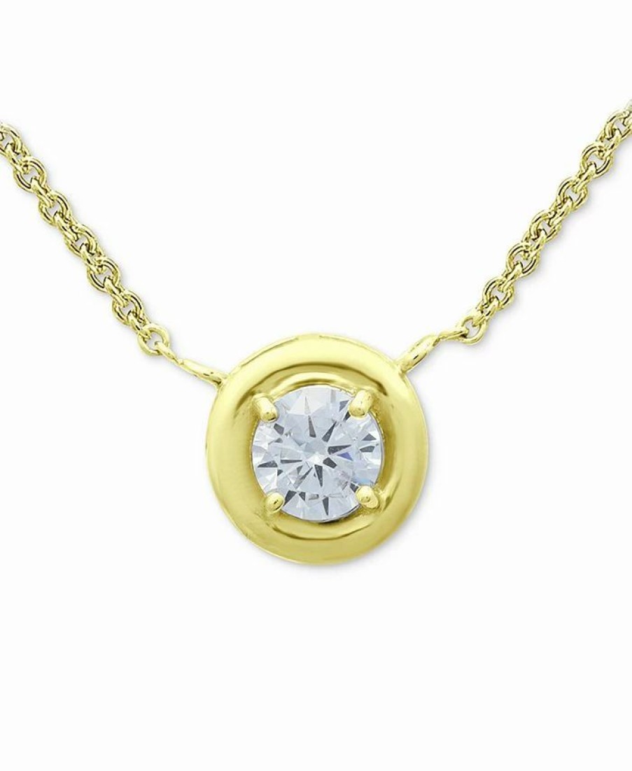 Online * Giani Bernini Cubic Zirconia Framed 16 Pendant Necklace, Created For Macy'S Gold Over Silver