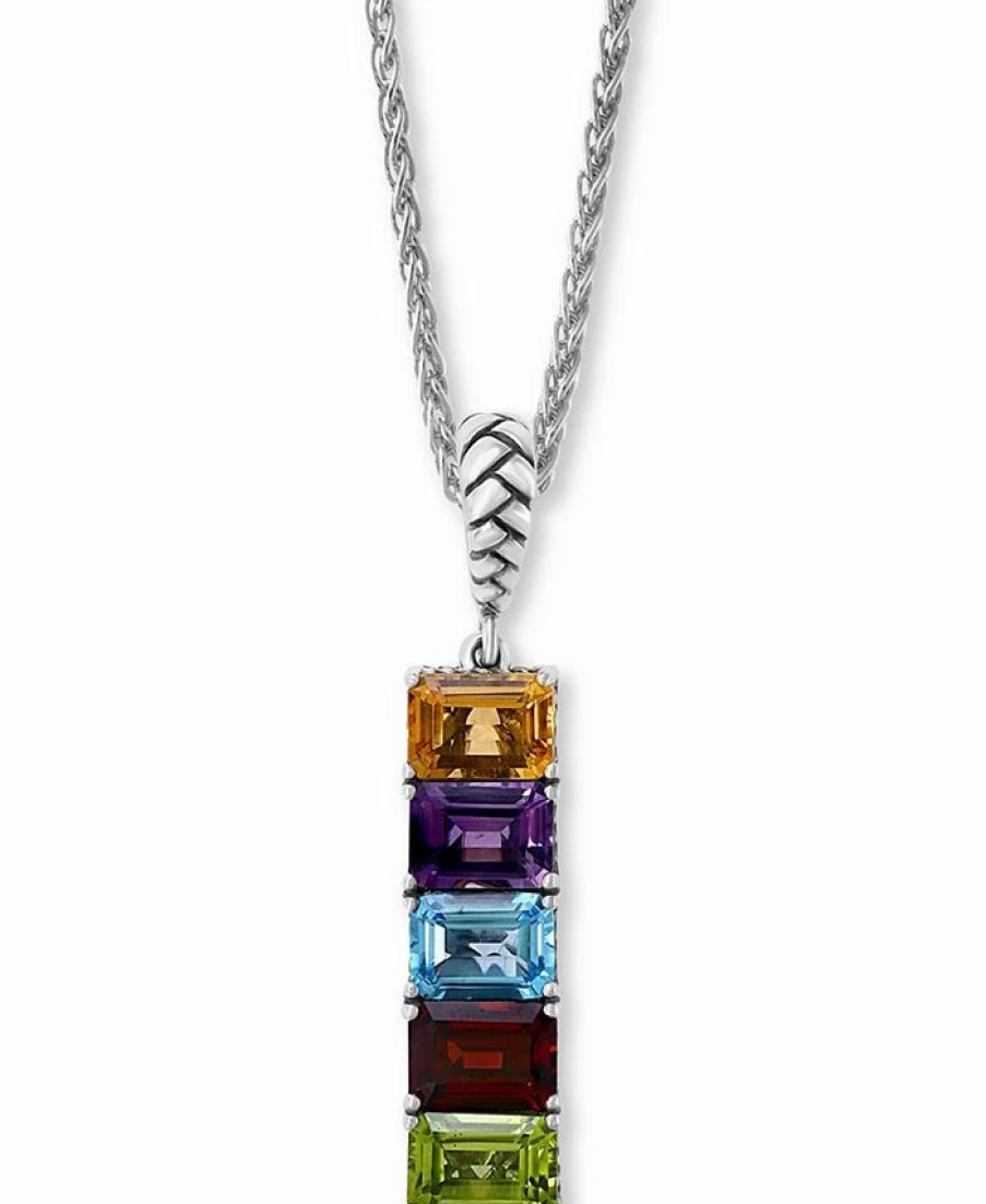 Best * Effy Collection Multi-Gemstone (5-3/4 Ct.-T.W.) 18 Pendant Necklace In Sterling Silver Multi