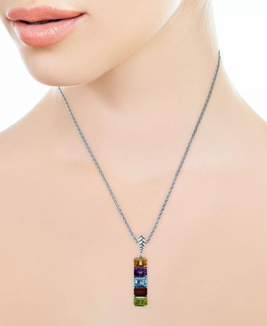 Best * Effy Collection Multi-Gemstone (5-3/4 Ct.-T.W.) 18 Pendant Necklace In Sterling Silver Multi