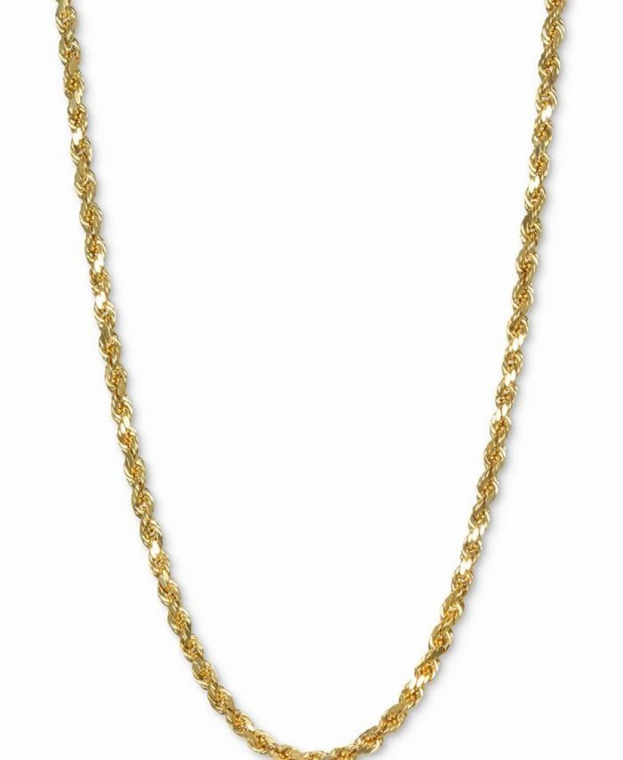 New * Italian Gold Rope 22 Chain Necklace In 14K Gold Yellow Gold