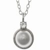 Clearance * Fao Schwarz Women'S Sterling Silver Imitation Pearl And Crystal Stone Pendant Necklace Silver-Tone