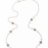 Hot * Charter Club Silver-Tone Pave & Imitation Pearl Fireball Long Strand Necklace, 42 + 2 Extender, Created For Macy'S White