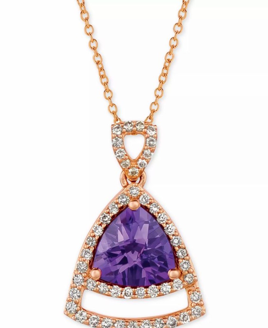 Hot * Le Vian Grape Amethyst (1-5/8 Ct. T.W.) & Vanilla Diamond (1/3 Ct. T.W.) 18 Pendant Necklace In 14K Rose Gold Amethyst