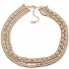 Hot * Anne Klein Gold-Tone Baguette-Crystal & Herringbone Chain Multi-Row Collar Necklace, 16 + 3 Extender Crystal