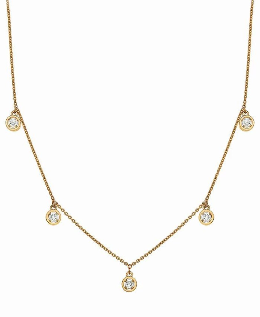 Best * Wrapped Diamond Dangle Statement Necklace (1/4 Ct. T.W.) In 14K Gold, 16 + 2 Extender, Created For Macy'S Yellow Gold