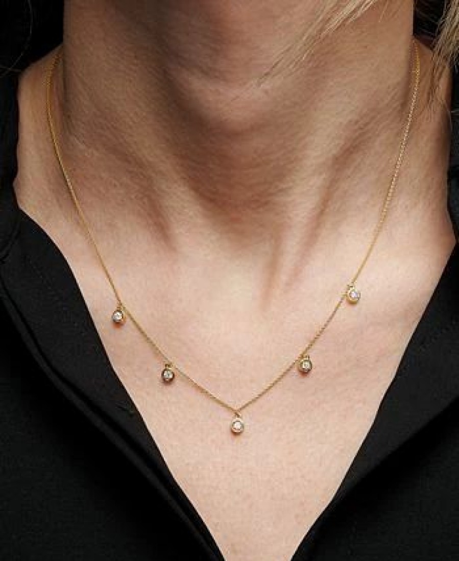 Best * Wrapped Diamond Dangle Statement Necklace (1/4 Ct. T.W.) In 14K Gold, 16 + 2 Extender, Created For Macy'S Yellow Gold