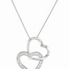 Wholesale * Macy'S Diamond Double Heart Pendant Necklace (1/4 Ct. T.W.) In Sterling Silver Sterling Silver