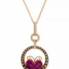 Hot * Le Vian Multi-Gemstone (2-3/4 Ct. T.W.) & Diamond (5/8 Ct. T.W.) Butterfly Circle 18 Pendant Necklace In 14K Rose Gold Rhodolite