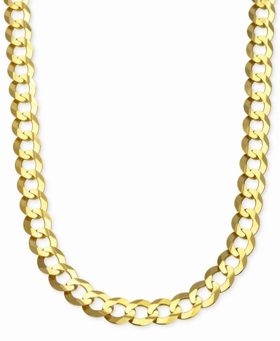 Clearance * Italian Gold Curb Chain Link Necklace 24 In Solid 10K Gold (10 Mm) Yellow Gold