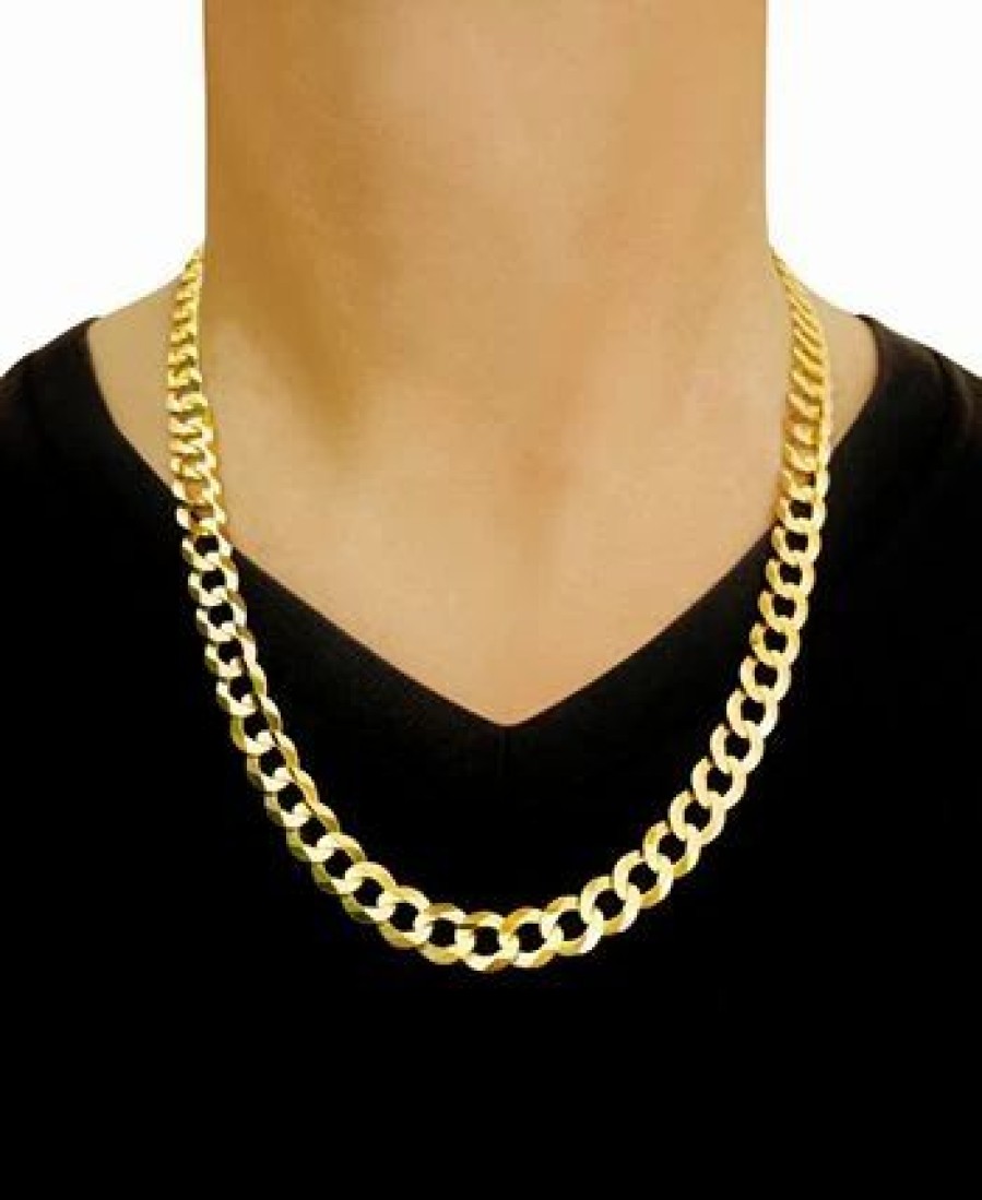 Clearance * Italian Gold Curb Chain Link Necklace 24 In Solid 10K Gold (10 Mm) Yellow Gold