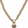 Best * Anne Klein Gold-Tone Crystal Heart Pendant Necklace, 16 + 3 Extender Gold