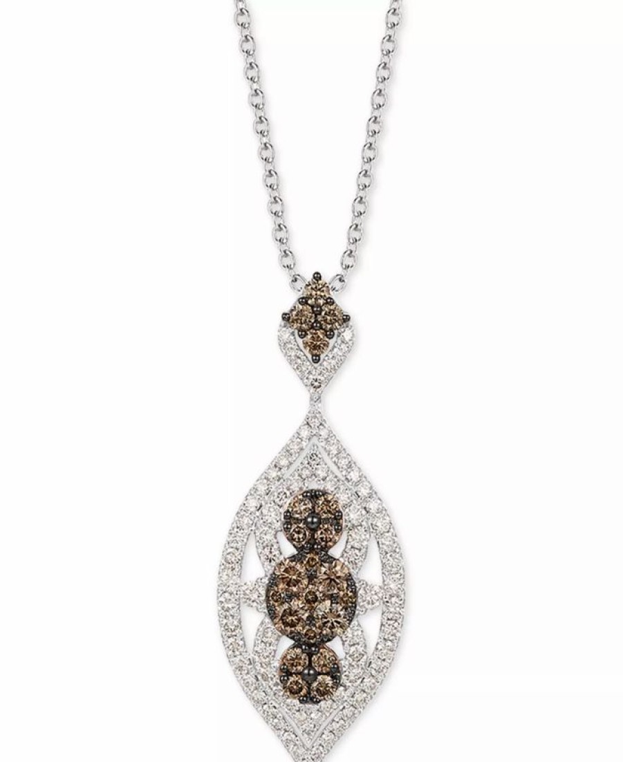 New * Le Vian Nude Diamond & Chocolate Diamond Marquise Necklace (2-1/2 Ct. T.W.) In 14K White & Rose Gold White Gold