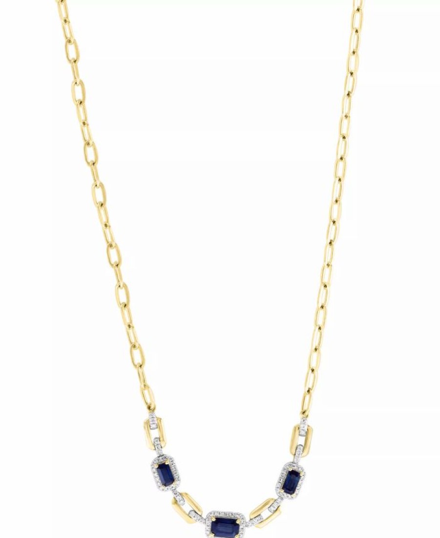 Clearance * Effy Collection Sapphire (1-3/8 Ct. T.W.) & Diamond (1/3 Ct. T.W.) 17-1/2 Collar Necklace In 14K Gold Sapphire