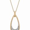 Clearance * Wrapped Diamond Oval Pave Pendant Necklace (1/6 Ct. T.W.) In 14K Gold, 16 + 2 Extender, Created For Macy'S Yellow Gold