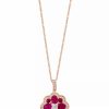 Best * Effy Collection Ruby (2-3/4 Ct. T.W.) & Diamond (3/8 Ct. T.W.) Flower Cluster 18 Pendant Necklace In 14K Rose Gold Ruby