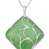 New * Macy'S Sterling Silver Necklace, Jade Swirl Overlay Pendant No Color