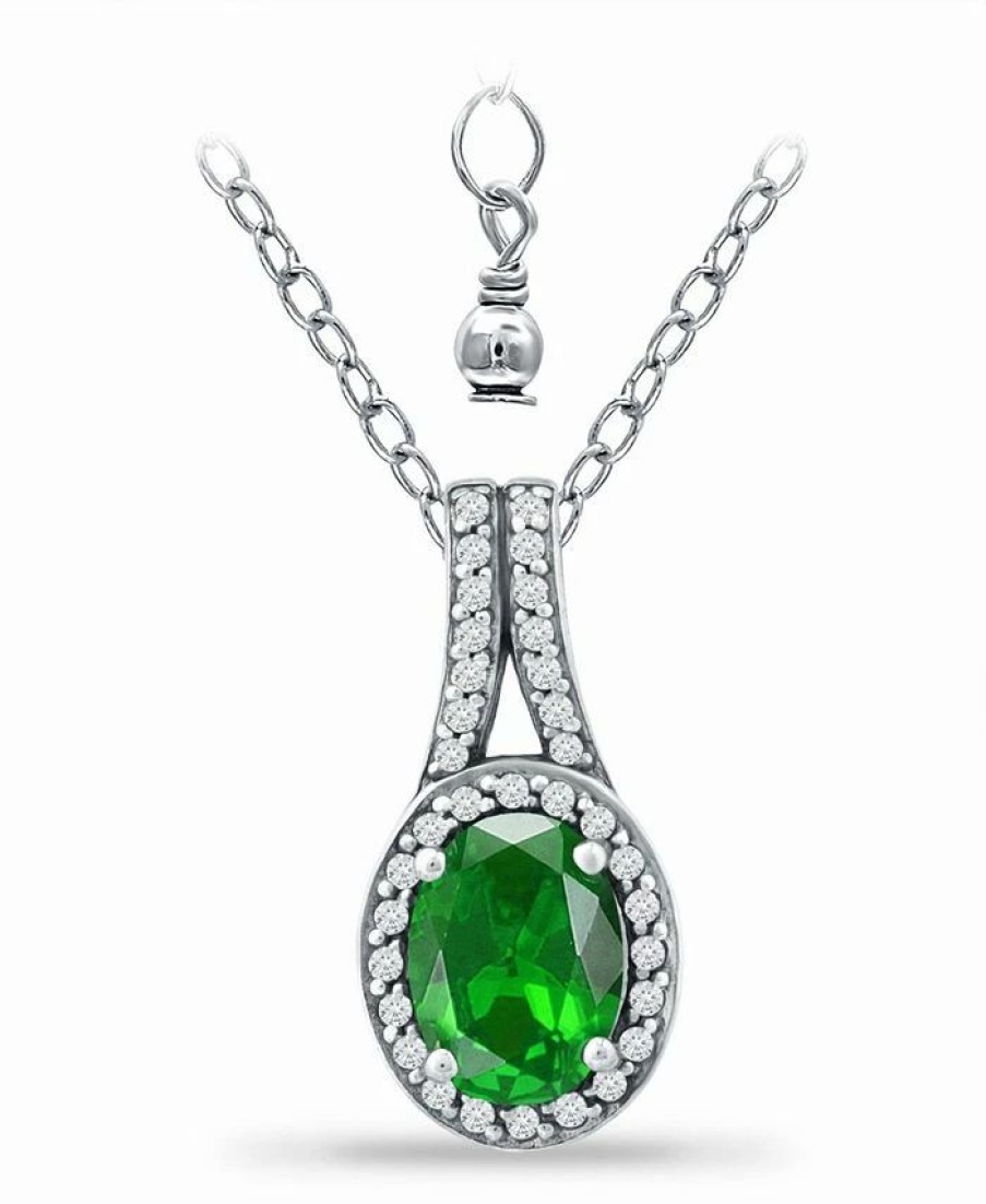 Online * Giani Bernini Created Green Quartz And Cubic Zirconia Halo Pendant Sterling Silver, Green