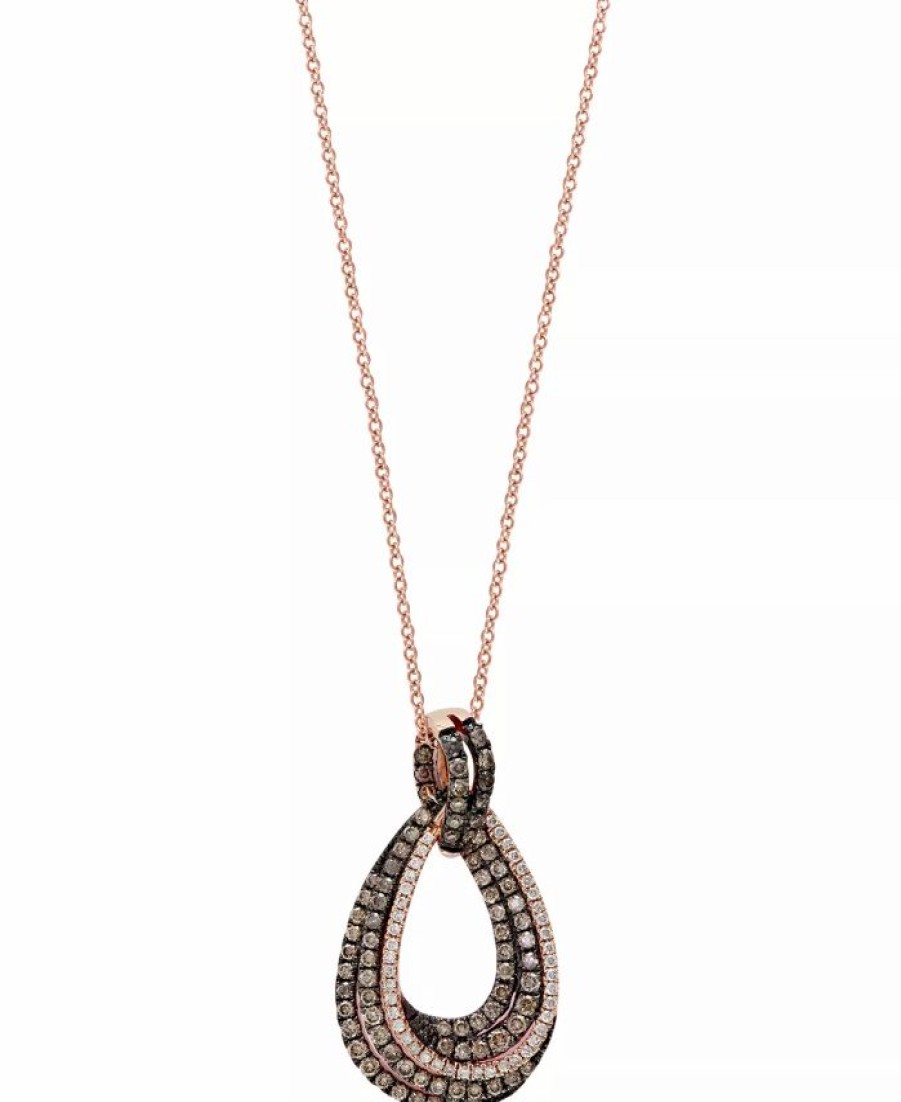 Online * Effy Collection Espresso Diamond (1 Ct. T.W.) & White Diamond (1/5 Ct. T.W.) Loop 18 Pendant Necklace In 14K Rose Gold Rose Gold