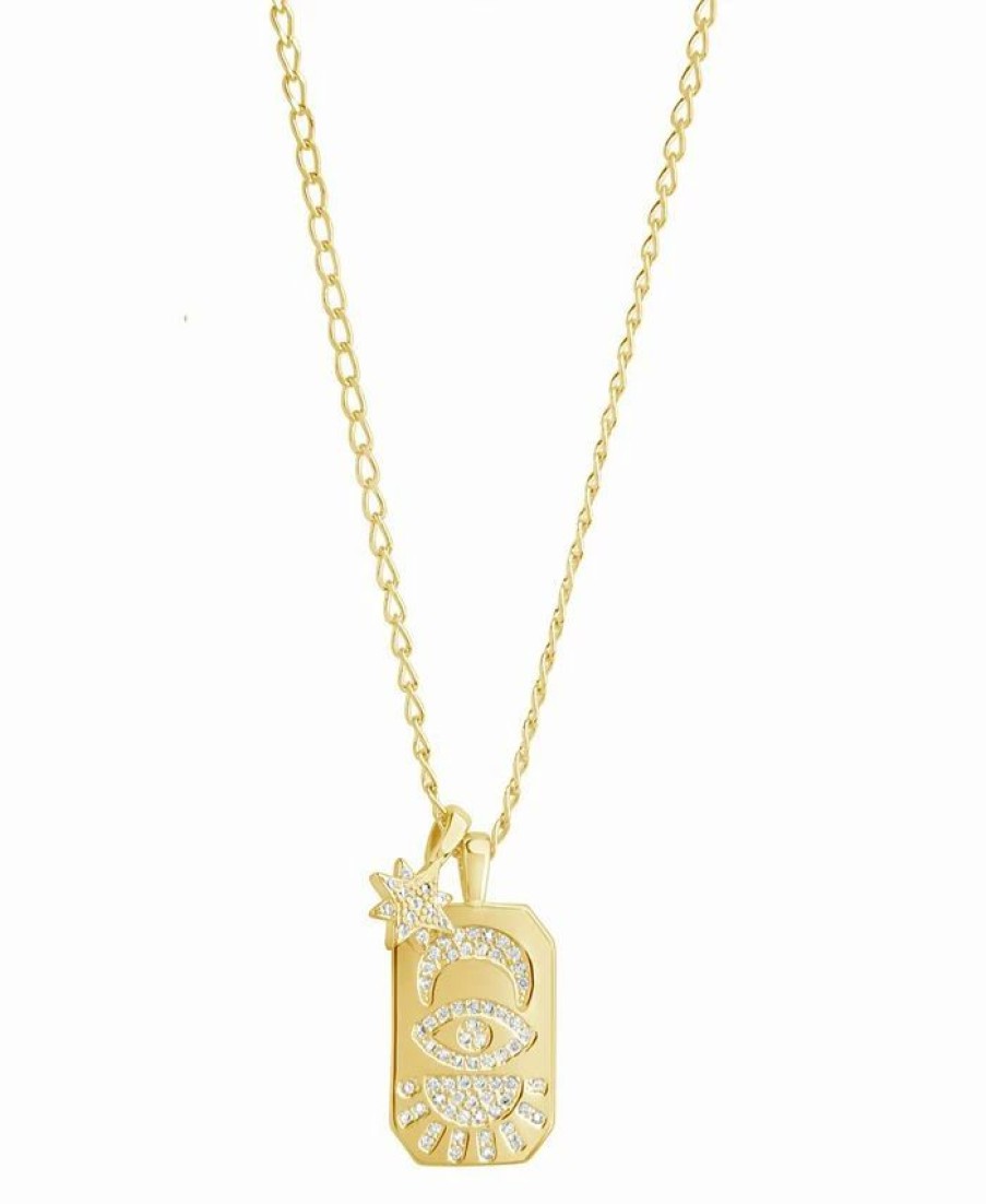 Hot * Sterling Forever Cubic Zirconia Galexi Pendant Necklace Gold-Plated