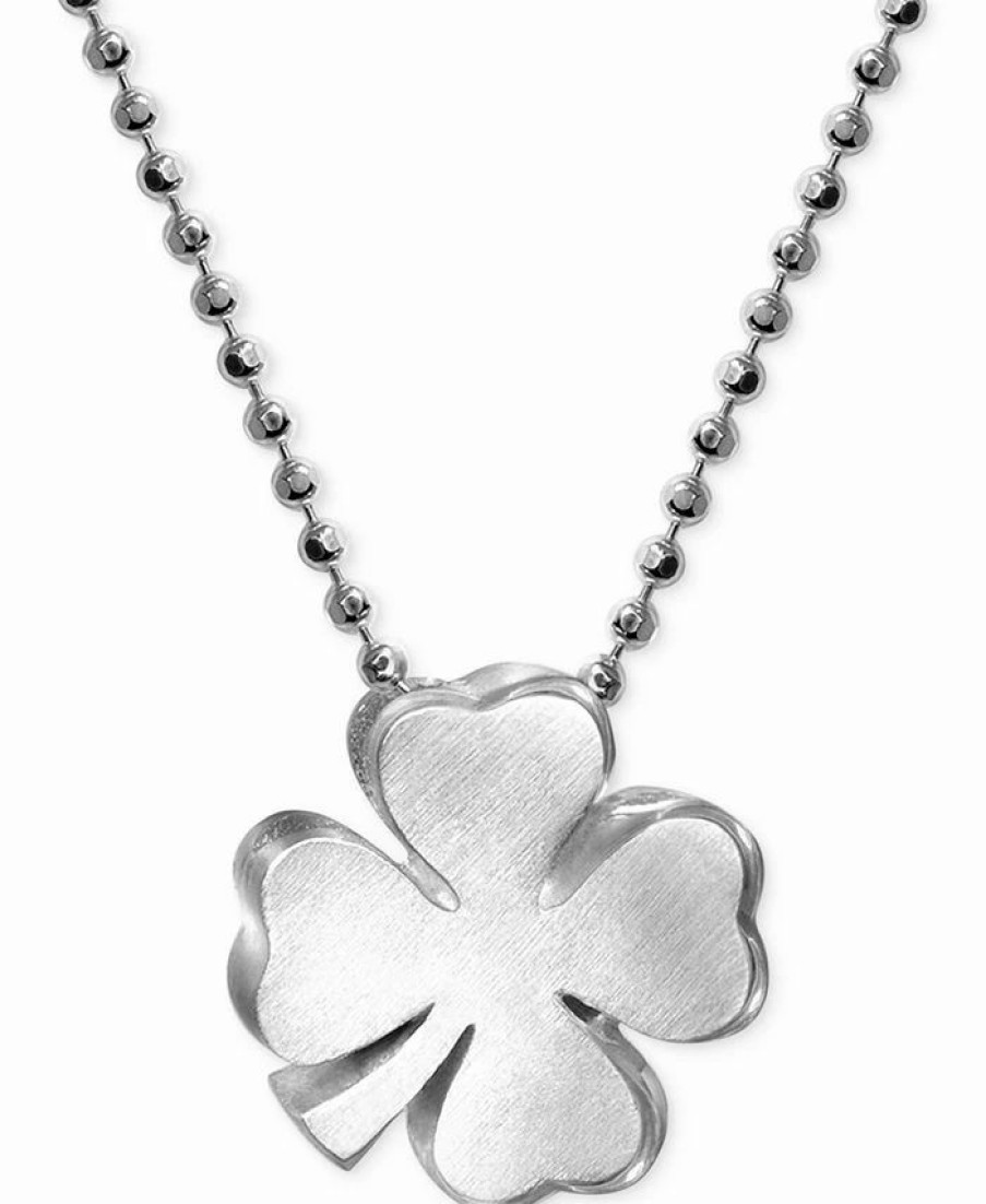 Hot * Alex Woo Little Faith Clover Pendant Necklace In Sterling Silver No Color