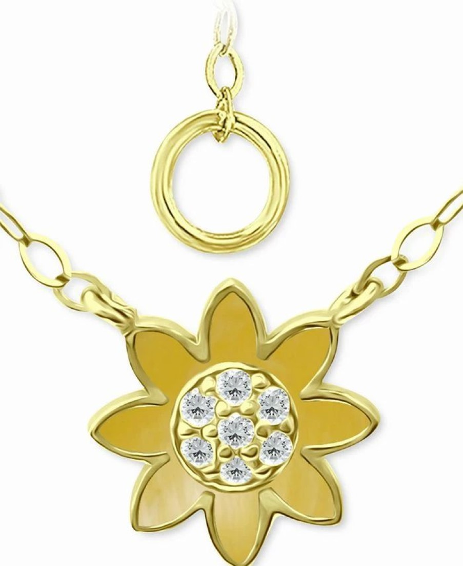 Clearance * Giani Bernini Cubic Zirconia Sunflower Pendant Necklace In 18K Gold-Plated Sterling Silver, 16 + 2 Extender, Created For Macy'S Gold Over Silver