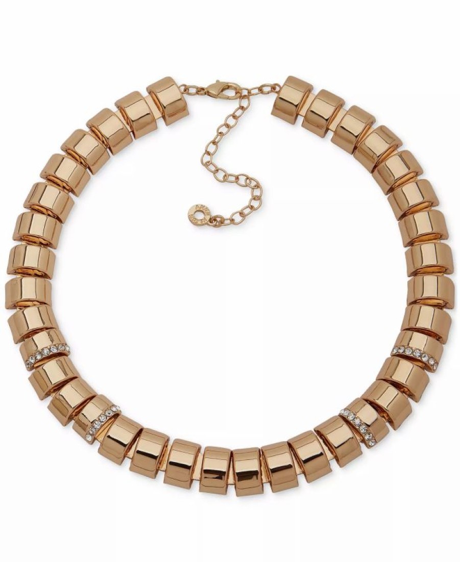 Online * Anne Klein Gold-Tone Pave Thick Omega Chain Collar Necklace, 16 + 3 Extender Crystal