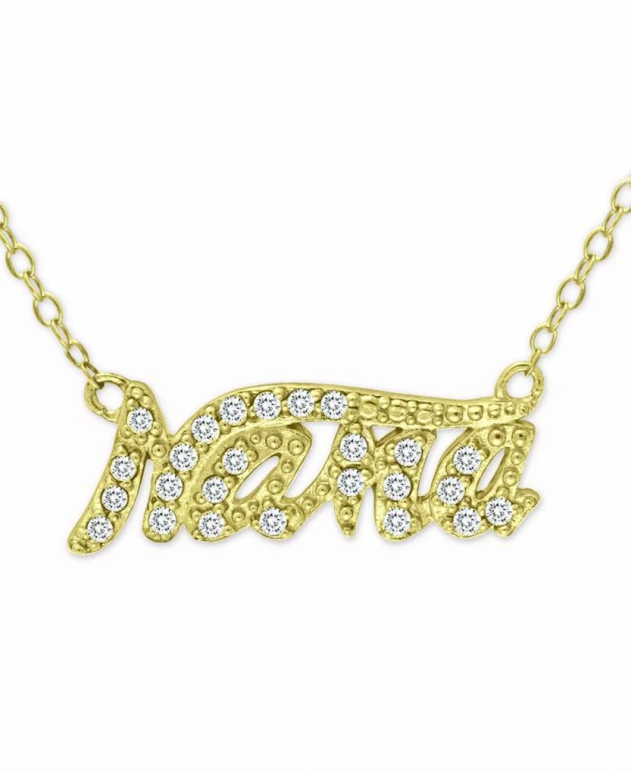 Wholesale * Giani Bernini Cubic Zirconia Nana Pendant Necklace In 18K Gold-Plated Sterling Silver, 16 + 2 Extender, Created For Macy'S Gold Over Silver