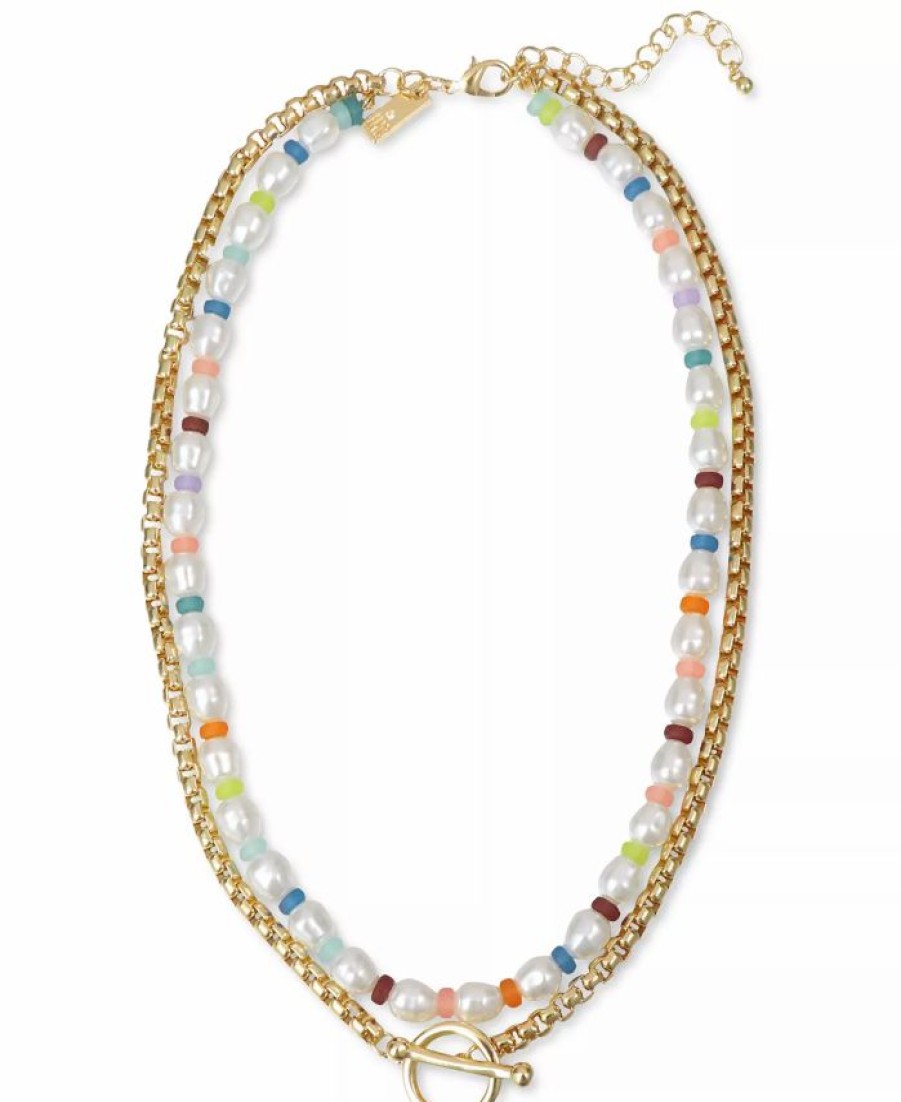 Clearance * Inc International Concepts Gold-Tone Multicolor Bead & Imitation Pearl Layered Necklace, 18-1/2 + 3 Extender, Created For Macy'S Multi