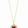 Clearance * Effy Collection Diamond (3/8 Ct. T.W.) & Red Enamel Hearts Pendant Necklace In 14K Yellow Gold, 16-3/4 + 1-1/4 Extender 14K Gold